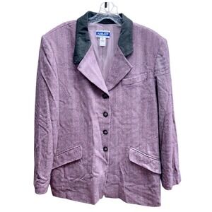 Vintage Pendleton Purple Mauve Wool Blazer Women's Size 14 Herringbone Classic